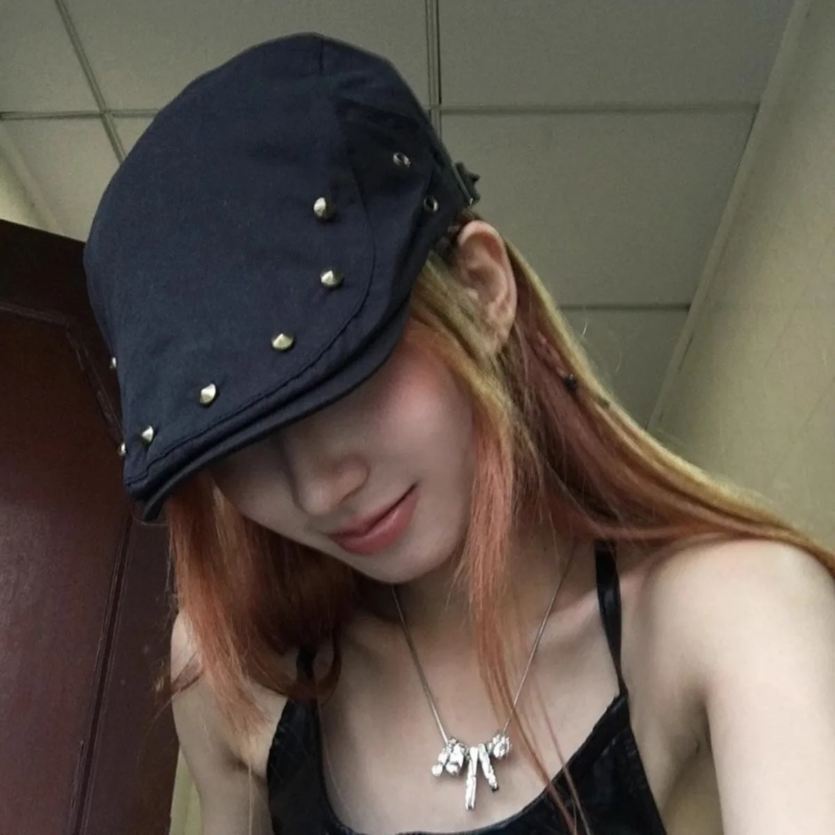 

Vintage Rivet Newsboy Cap for Women Spring Summer Sun Protection Visor Beret Face Slimming Fashion Hat