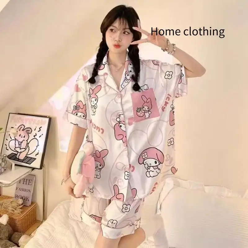 مجموعة بيجامات سانريو للفتيات ماي ميلودي كاواي صيفية مريحة كاجوال قابلة للتنفس فضفاضة كرتونية للطلاب هدية لصديقتك #5