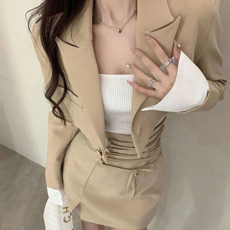 Summer Blazer Suit Skirt Women\'s Matching Sets Sexy Trend 2 Piece Outfits 2024 Set of Two Fashion Pieces for Women Office Skirts