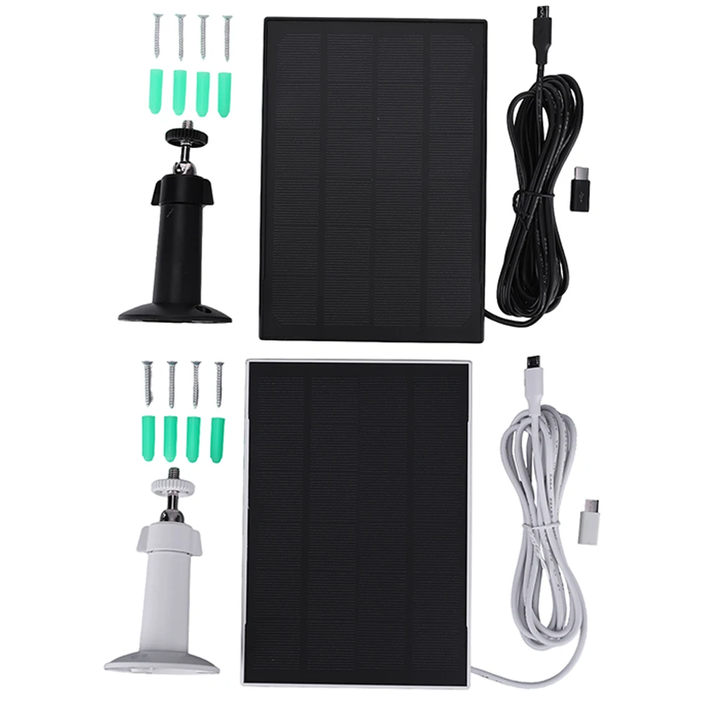 3W 6V Solarpanel-Ladegerät 360° Verstellbare Wandhalterung Solar-Ladegerät Micro-USB+Typ-C Ladekabel für Ring Eufy Blink Arlo Kamera