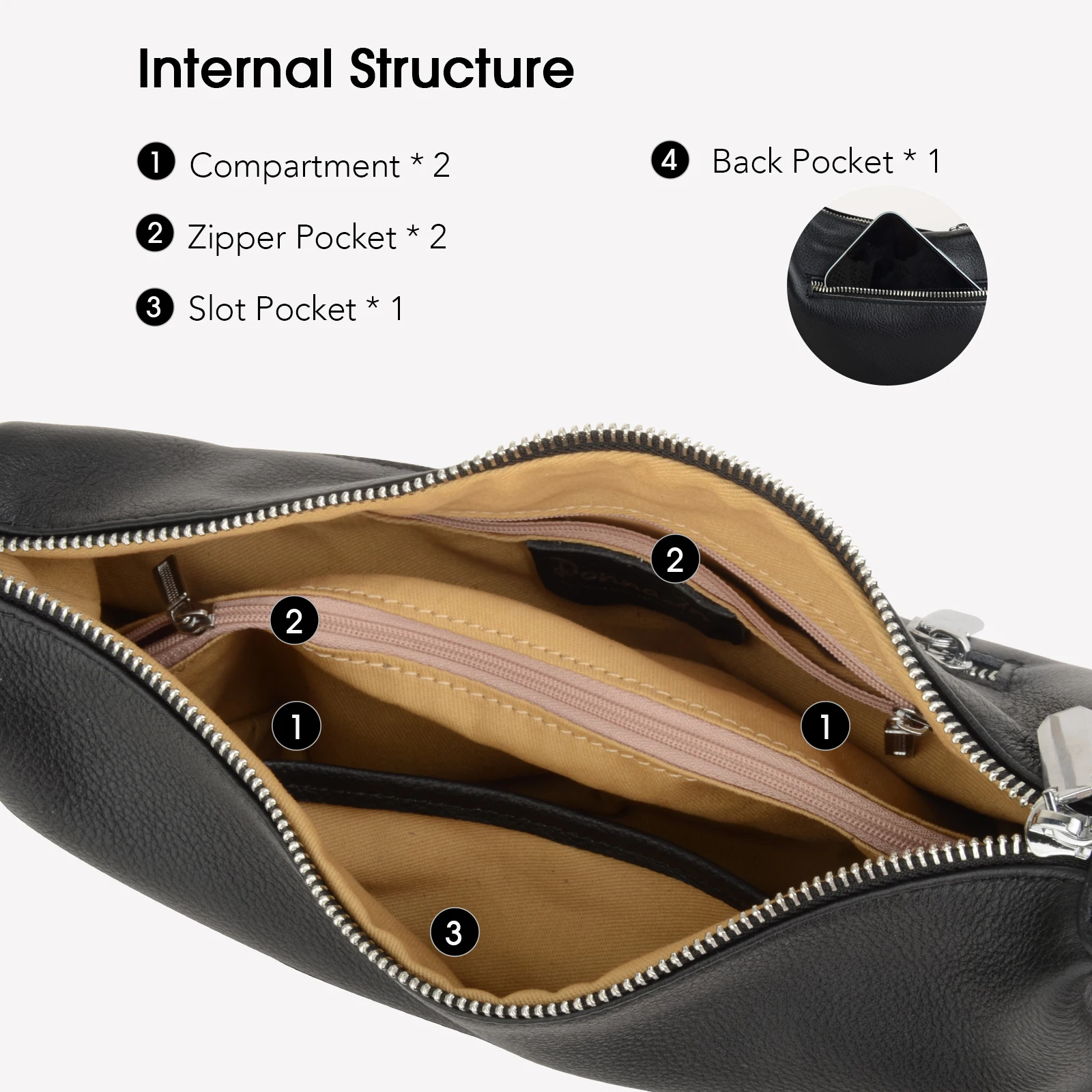 女性用ドナインフルグレインソフトレザーホーボーバッグ、クレセントクロスボディ、トレンディーなブラック、ハーフムーンショルダーバッグ、カジュアルビジネス