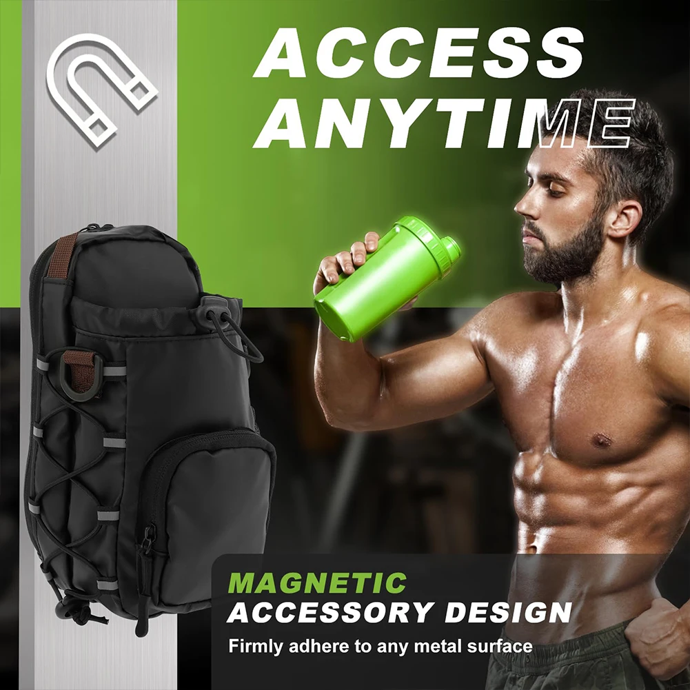 Borsa a tracolla magnetica da palestra con porta bottiglia d'acqua Borsa a tracolla da palestra Borsa porta bottiglia da palestra per uomo Donna Accessori da palestra Organizzatore