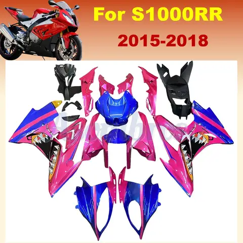 BMW S1000RR 2015 2016 2017 2018 핑크 블루 샤크 풀 페어링 키트, ABS 오토바이 페어링, S1000 RR 15 16 18 차체, 신제품