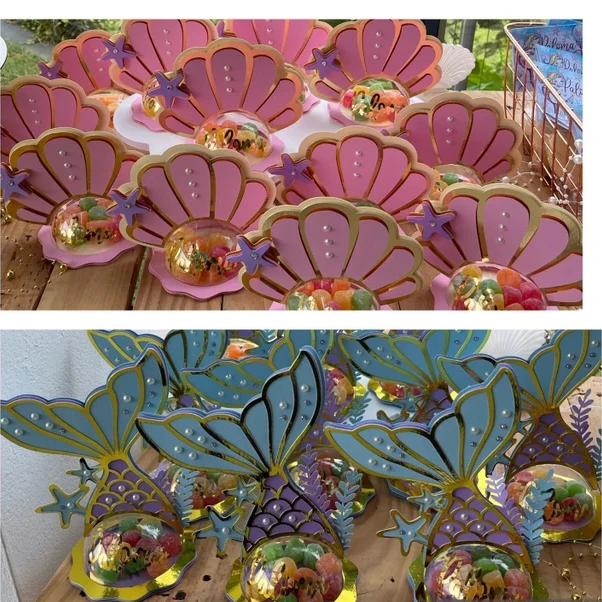 Mermaid Shell Birthday Candy dome Holder Cutting Die for Mermaid theme Party Craft Candy Holder