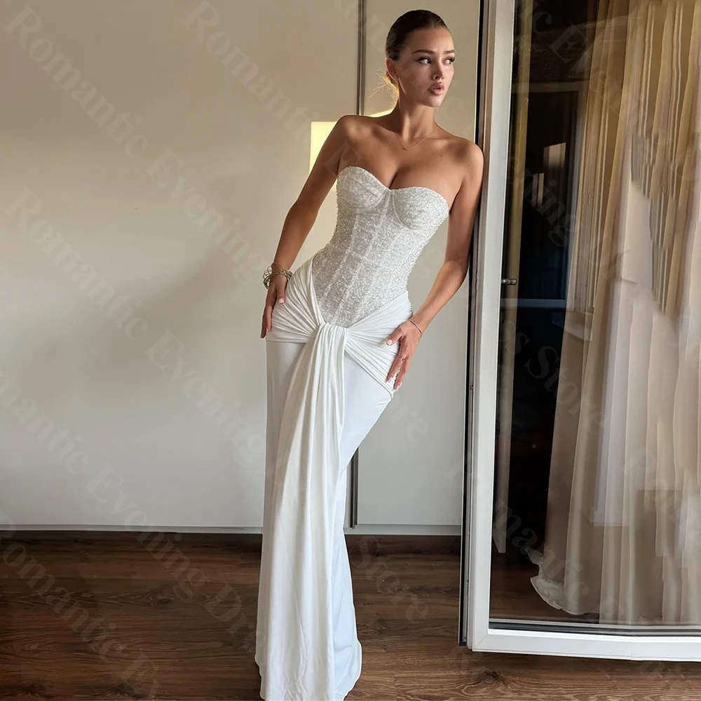 Romantic Customized Elegant Long Beaded Mermaid Wedding Dresses Floor-Length Brides Dress Women Vestidos De Novias Gowns 2025