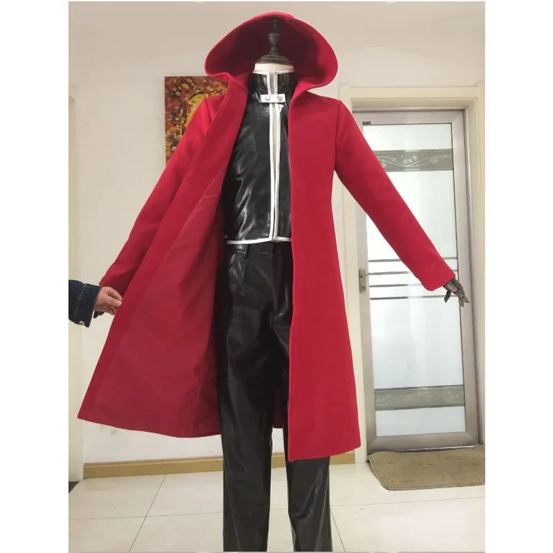 CyAnime 강철의 연금술사 코스프레 에드워드 엘릭 의상 + 코스프레 가발 강철의 연금술사 후드 코트 맞춤 제작 풀 세트