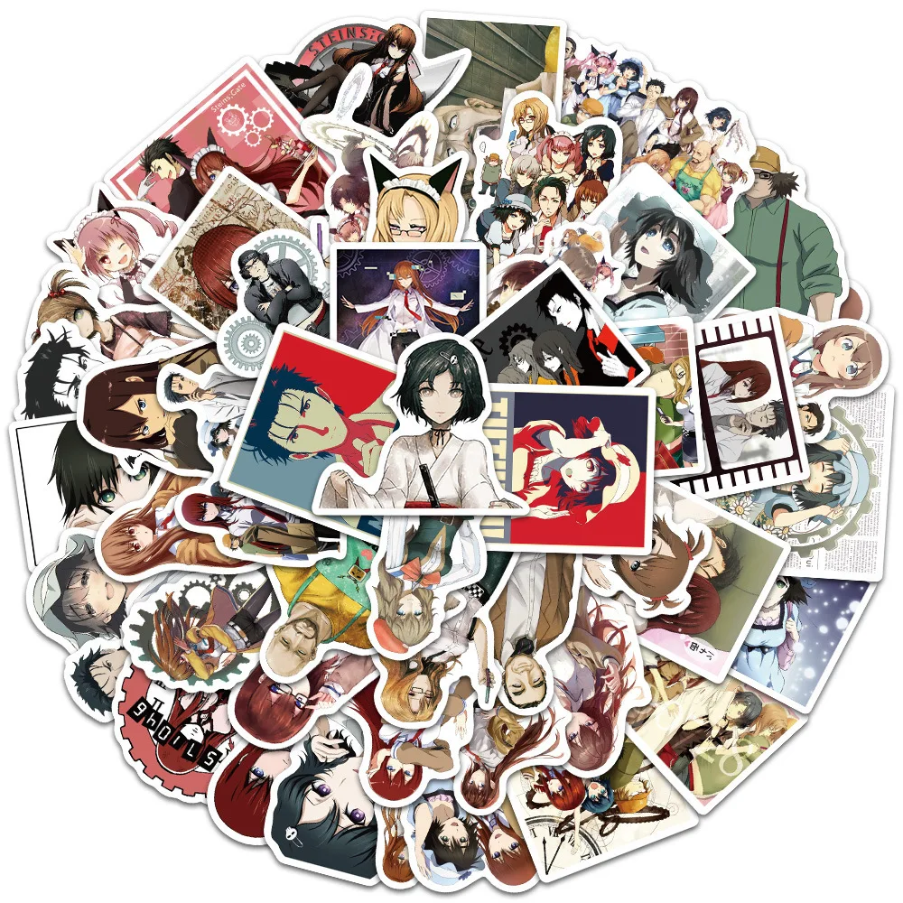 10/30/50 Stück Anime Steins Gate Aufkleber Cartoon Okabe Makise Kurisu Sticker DIY Skateboard Handy Notizbuch Auto Coole Graffiti-Aufkleber
