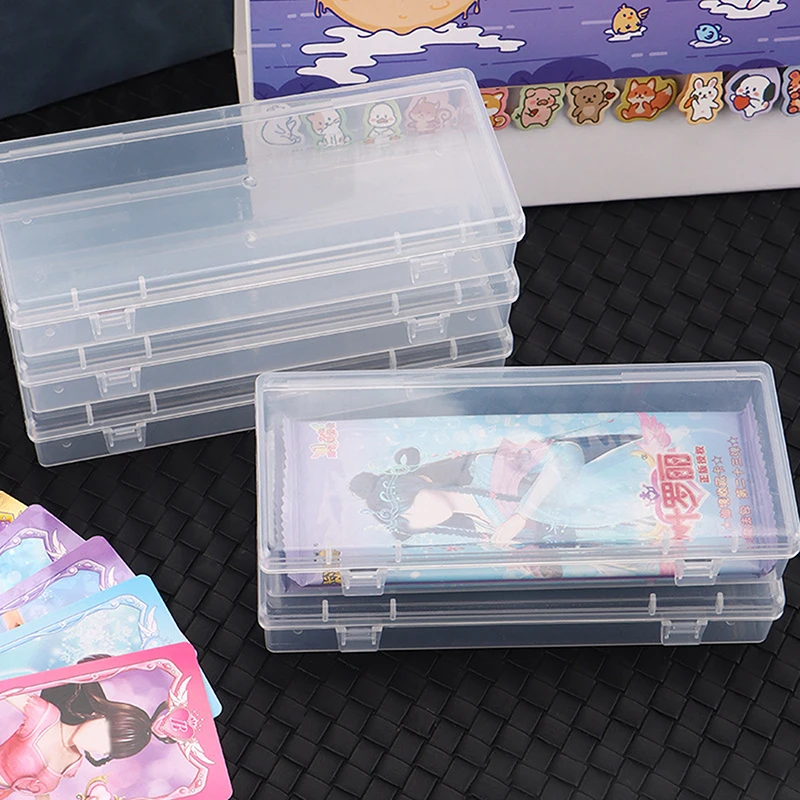 New Transparent Plastic Storage Box Photocards Small Card Storage Box Desk Organizer Box Classification Box Stationery