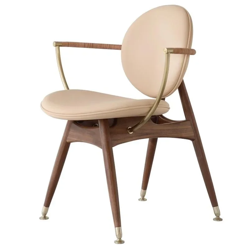 

Solid wood back chair, Italian minimalist restaurant armrest art furniture