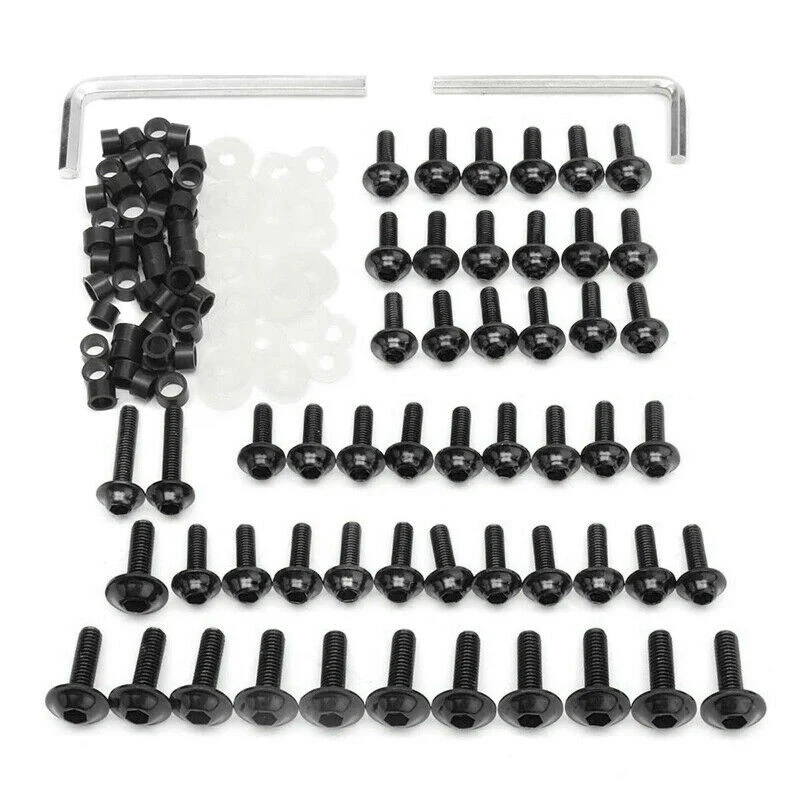 158PCS Universal Motorcycle Fairing Screws Nuts Kit Moto Body Work Bolts Screw for Yamaha YZF R1 R6 R3 2004- 2008(Black)