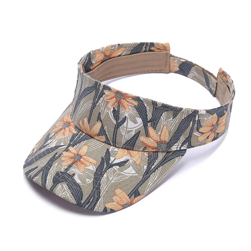 

1pc Floral Print Summer Visor Hats Spring Summer Women's Outdoor Sun Protection Empty Top Visors for Girls Women