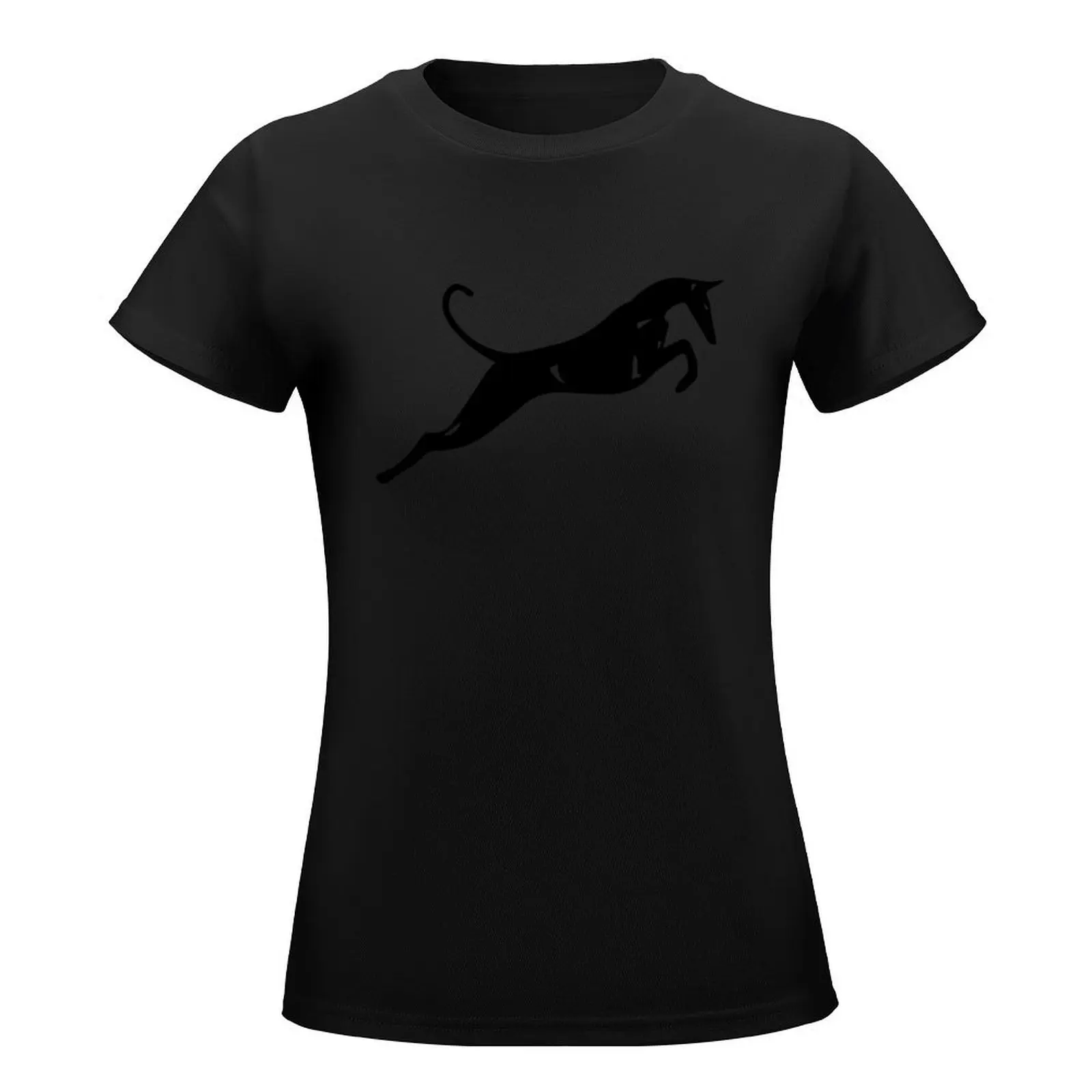 smooth leaping ibizan hound black and white T-Shirt animal print shirt for girls cute tops Women's tops