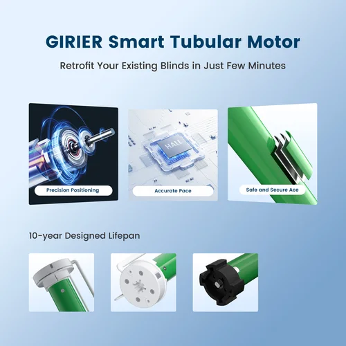 Imagen 2 del producto GIRIER Tuya WiFi Motor Tubular ZigBee Motor de cortina inteligente con control remoto RF433 para persianas de persiana enrollable de tubo de 38mm Alexa Hey Google