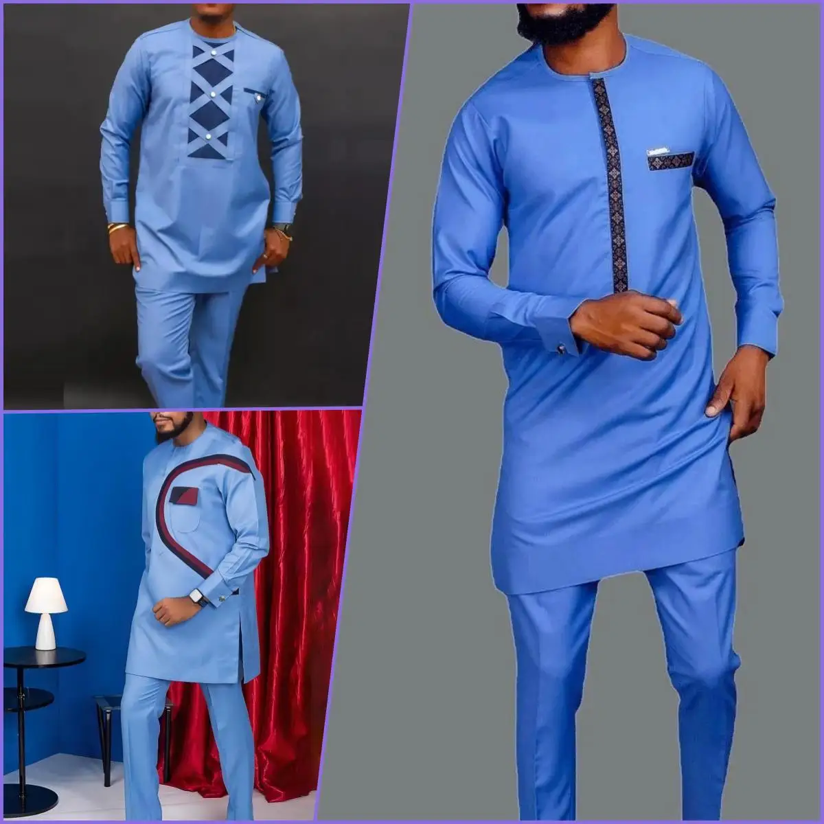 

2024 New African Traditional Men's Set Fashion Luxury Leisure Men's Travel Two Piece Set Wedding Party Festival Men's Suit