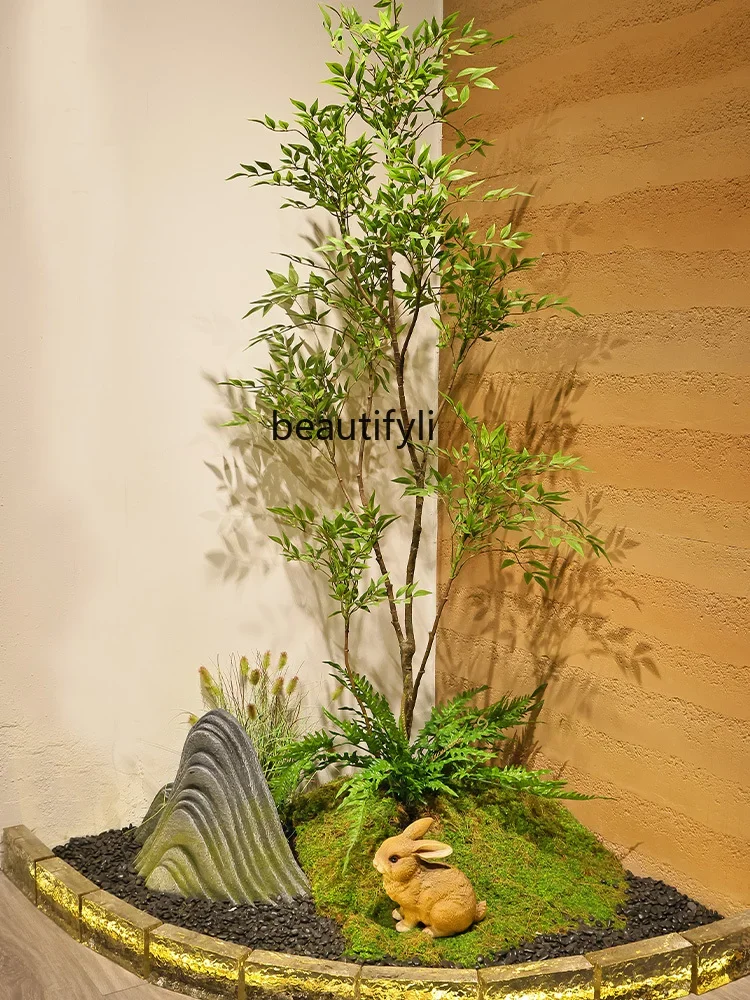 

Simulation green plant ornament interior decoration new Chinese landscape living room entrance bionic Nantian bamboo landscaping