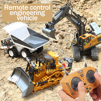 RC Alloy Remote Control Excavator Toy Engineering Vehicle Children's Charging Model Car Playset for Kids Boy Gifts