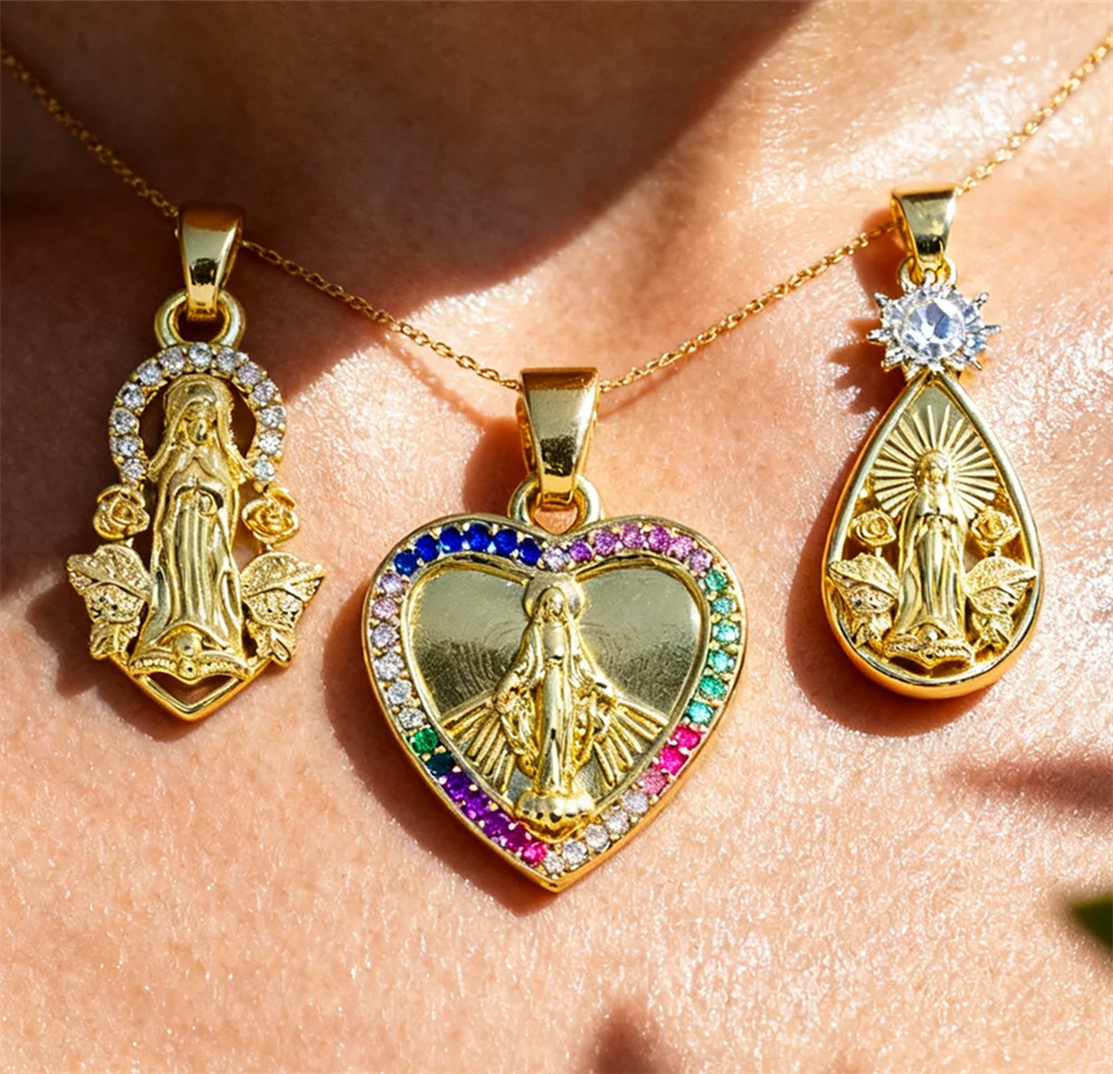 

2 шт. подвески латунные подвески Ubic цирконий религиозные аксессуары Девы Марии для DIY ювелирных изделий подвески ожерелье изготовление браслетов ремесло