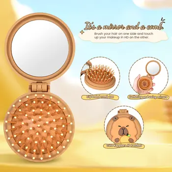 minicepillo desenredante plegable Capybara, cepillo de pelo de masaje portátil de viaje, peine antiestático, herramienta para peinar el cabello. 10 best sales Cepillo de pelo portátil - №4