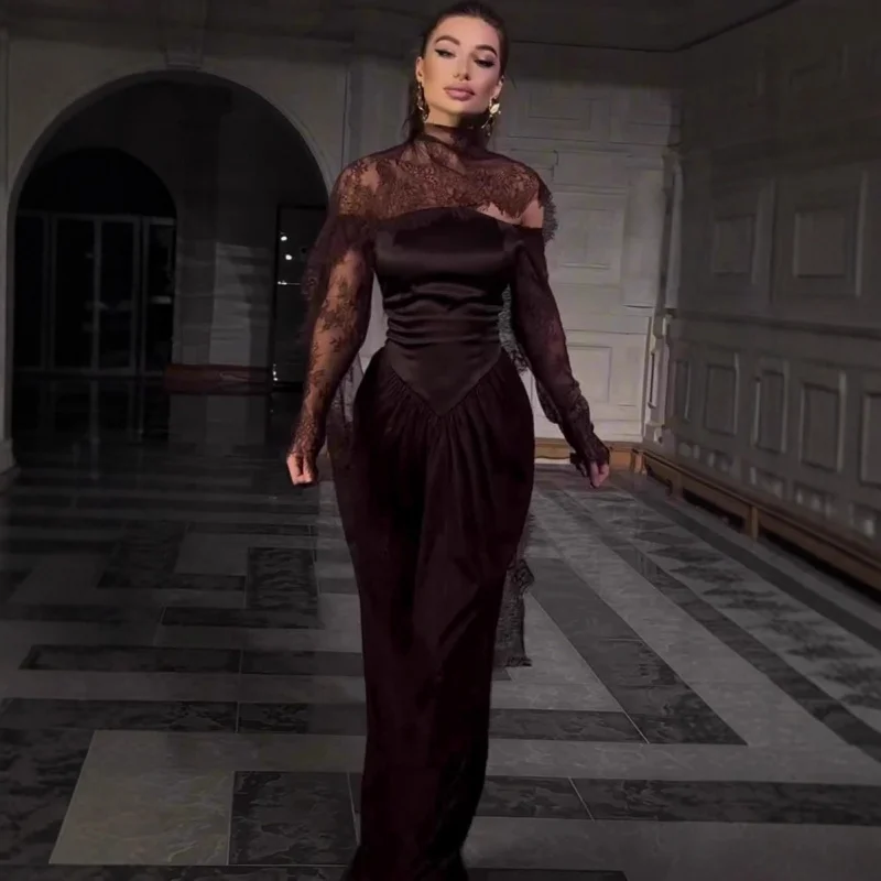 

2025New Autumn Style Noble Elegant Long Sleeve Long Dress Luxurious Gown Dress for Women