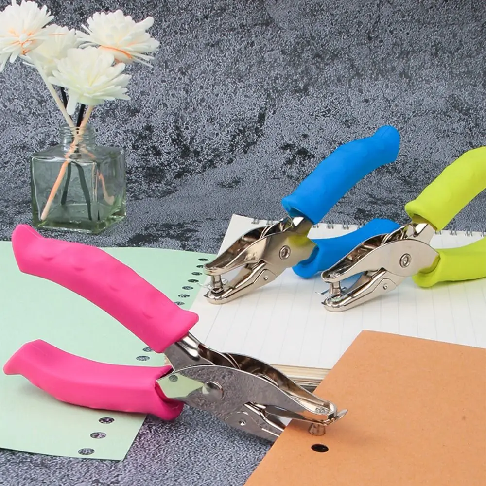 2Pcs 3/6mm Single Hole Punching Machine Portable Rubber Handle Mini Paper Puncher Creative 3 Color Available Punch Plier