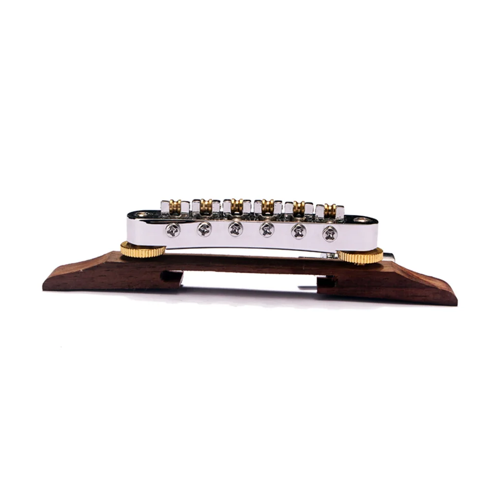 

Rosewood Guitar Bridge With Adjustable Nickel Wheels Gold Roller Saddles For Jazz Guitar Replacement B-23