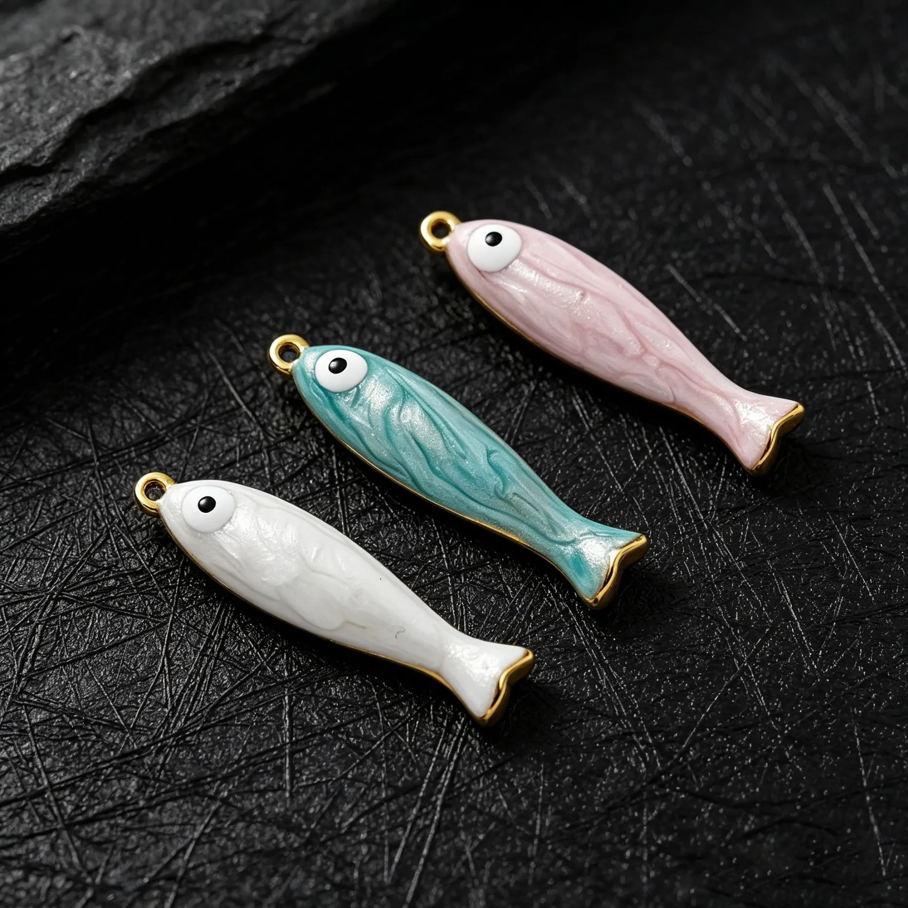 2 Stück Ozean-Anhänger, emaillierte fischförmige Edelstahl-Anhänger für DIY-Halsketten, Ohrringe, Schmuckherstellung, Bastelbedarf – Detail 5