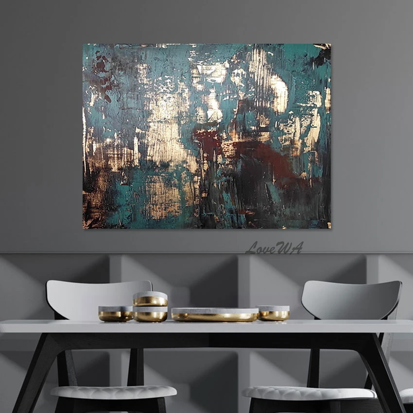 

Simple Thick Texture Gold Foil Acrylic Painting Abstract Modern Wall Picture For Restaurant Canvas Art Dropshipping Home Decor