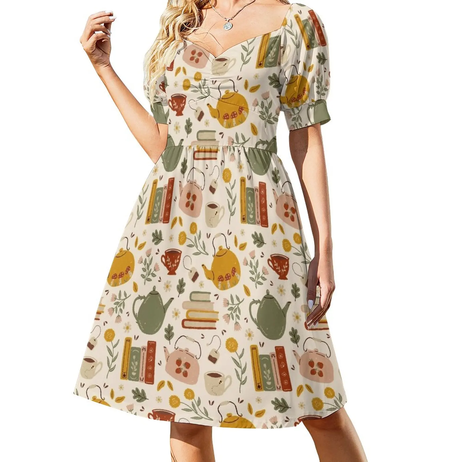 Flowery Books and Tea Dress dresses for official occasions Aesthetic clothing