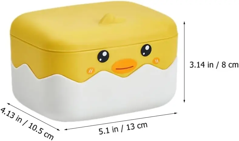 Zeepkist Cartoon Schattige Chick Gebroken Shell Ontwerp Plastic Dubbele Cover Draineerbare Lade Draagbare Badkamer Toiletopslagbenodigdheden