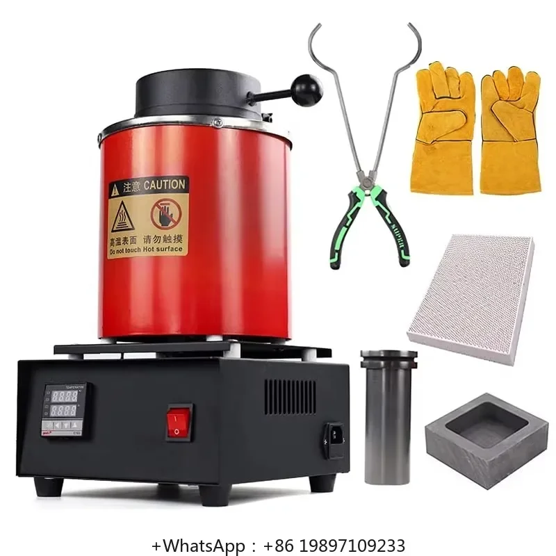 

1-3kg 1400W Electric Digital Jewelry Melting Machine With Crucible Firebrick Gold Silver Aluminum Melting Furnace 7-Piece Kit