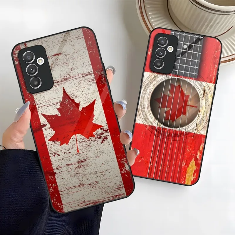 Canadian Flag Phone Case Tempered Glass For Samsung A14 A54 A34 A52 A51 A22 A32 A72 S22 S23 Ultra Note 20 10 Pro Plus Cover