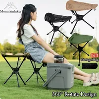 MOUNTAINHIKER 360°Rotate Stool Outdoor Portable Folding Rotating Stool Aluminum Alloy Minin Chair Camping Fishing Chair Picnic