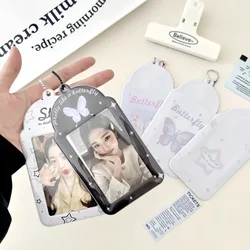 3 Inch Kpop Idol Photocard Holder for Student Black White Color Butterfly Star ID Card Film Cute Student Bus Card Protector