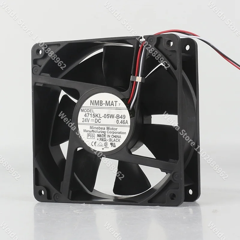 Original NMB 4715KL-05W-B49 5V 12V 48V DC24V 0.46A 12038 120x120x38 3-wire inverter cooling fan 12CM