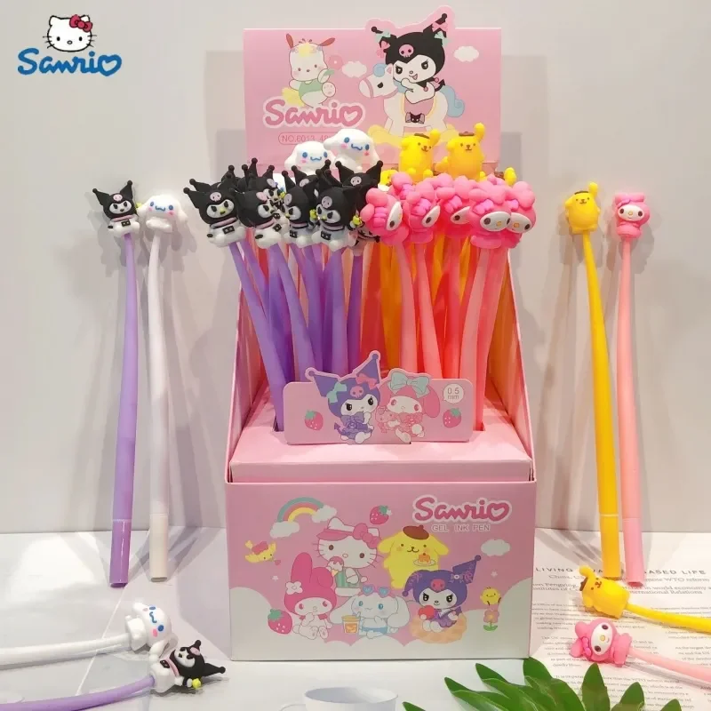 48pcs Sanrio Cartoon Gel Pen Silicone Decompression Shaker Kuromi Melody Cinnamoroll Wholesale Stationery