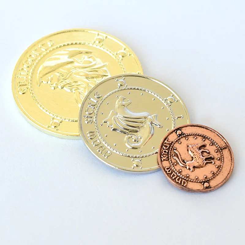 3pcs / set of Harris Gringotts Bank Magic World Gold Galleon Coins Fans Collection Gift Commemorative Coins