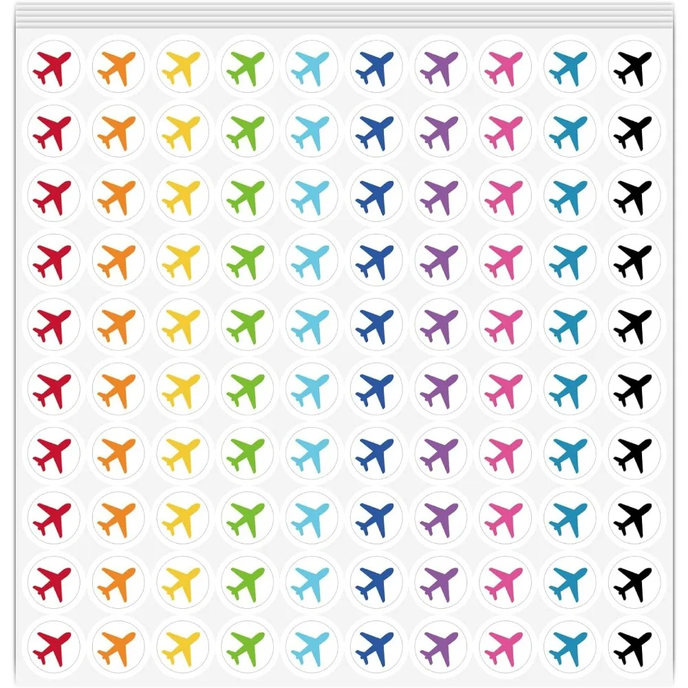 500Pcs/5 Sheets Plane Planner Sticker Mini Planner Stickers 1/2 Inch Colorful Cute Plane Marking Location Labels