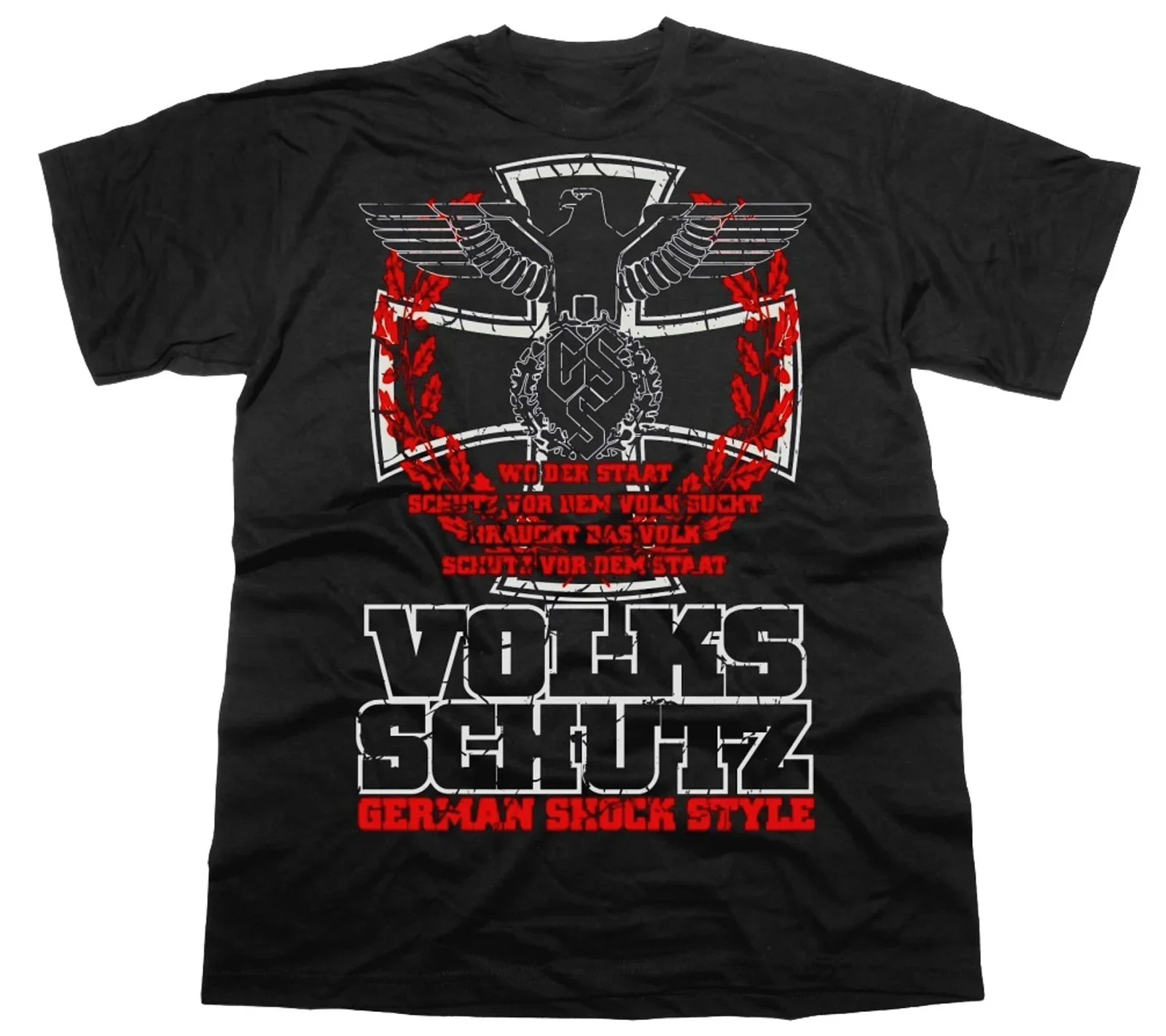 . Summer Cotton O-Neck Short Sleeve Mens T Shirt New S-5XL Volksschutz. German Schock Style Empire Eagle Iron Cross T-Shirt