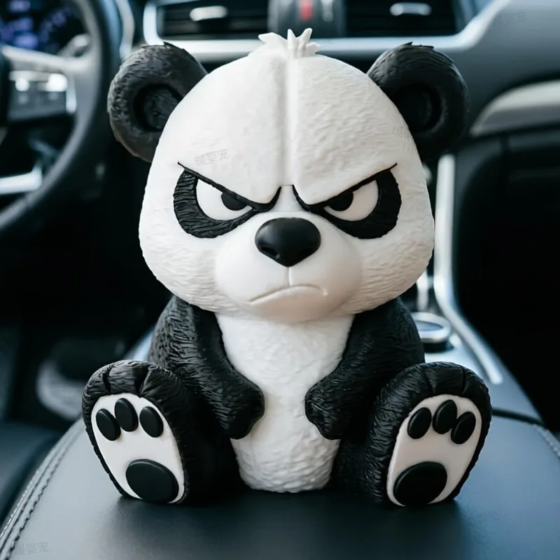 Car Ornament 3D Irritable Panda Figurine Cute Panda Statue Car Decor Panda Sculpture Ornament for Home Decoration Easter Gift
