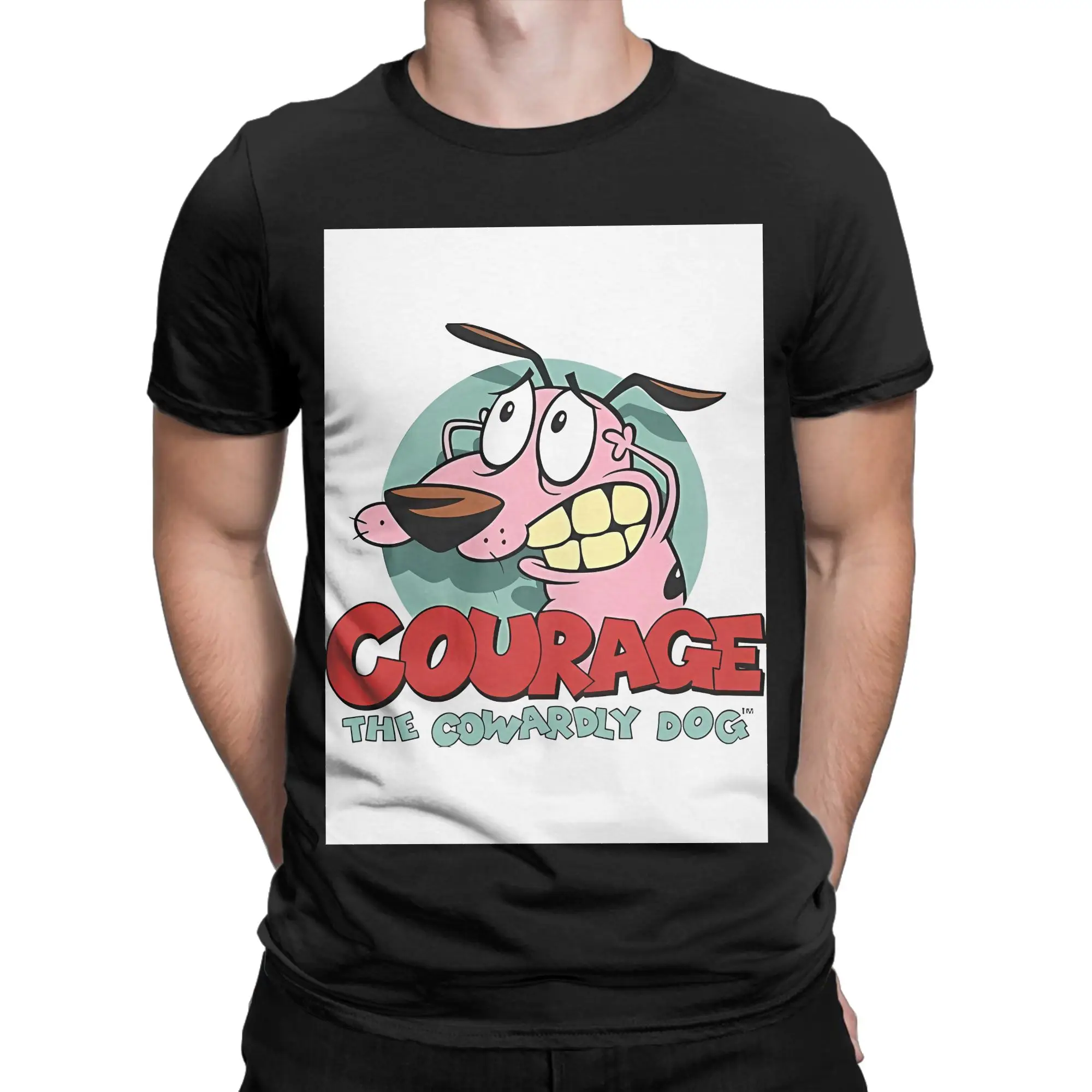 cCourage The Cowardly Dog cCourage The Cowardly Dog Funny 100% Cotton T-Shirt cCourage the Cowardly Dog Tees Tops For Men