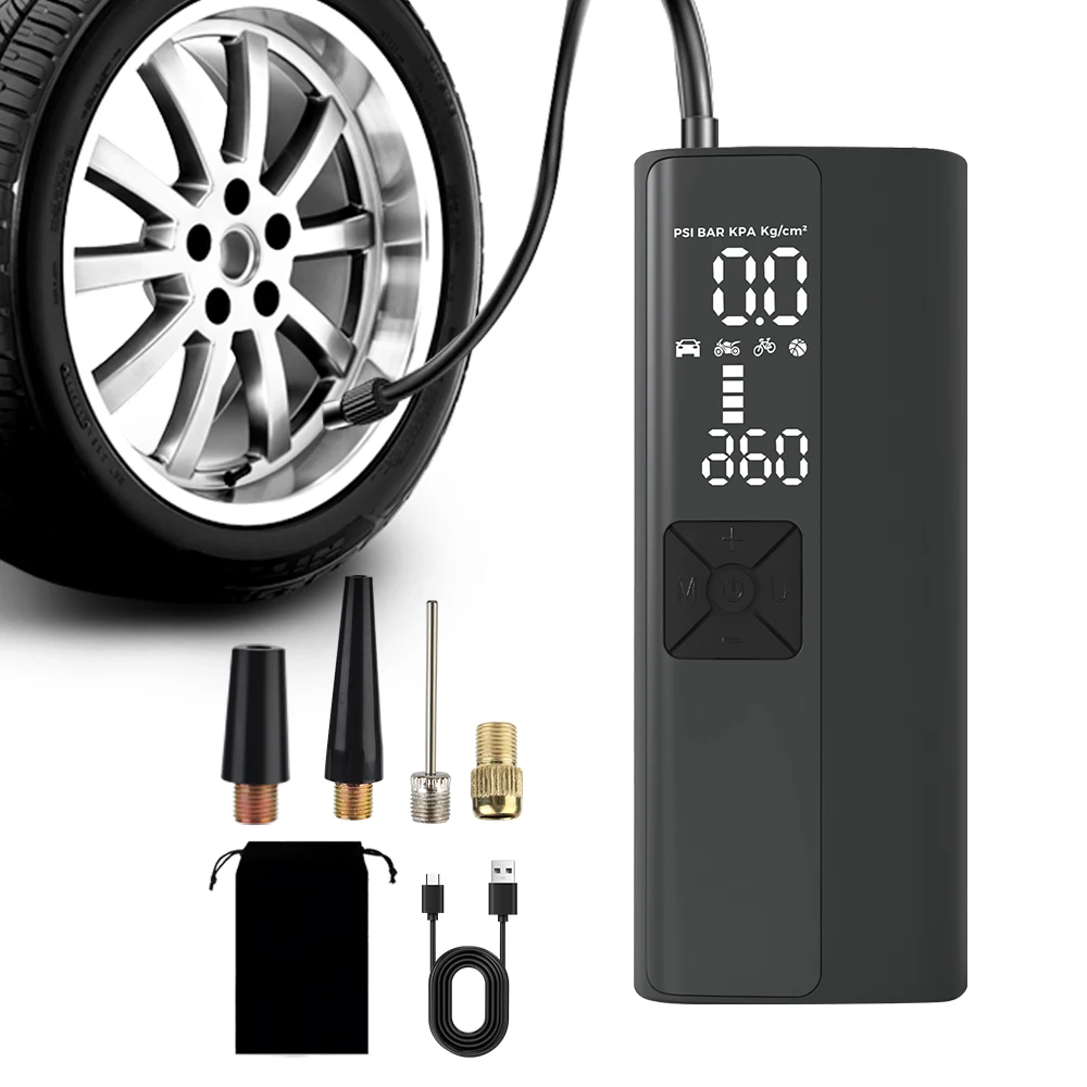 Digital Portable Inflator 4000mAh Car Air Compressor With LED Flashlight Tire Air Pump Tire Pressure Test 150PSI