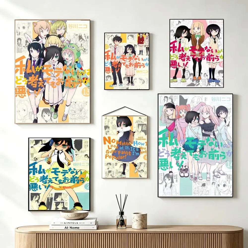 Witty Relatable Anime W-Watamote Poster Self-Adhesive Wall Art HD Print For Dorm Teen Room Decor Gift