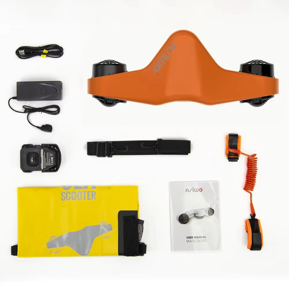 Asiwo Onderwaterscooter Sea Scooter met Action Camera Bevestiging voor Kinderen/Volwassenen, 40M Waterdicht voor Buiten Duiken, Snorkelen en Zwembad