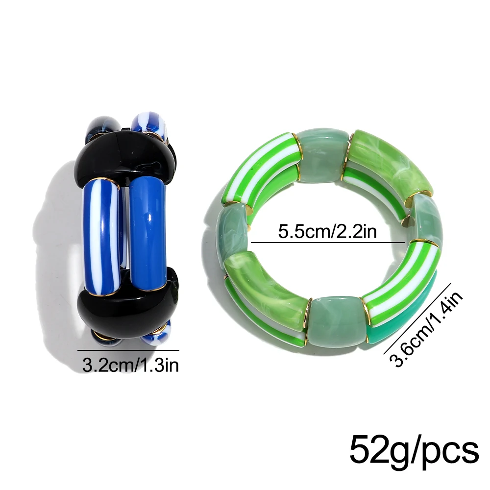 Exklusive bunte doppellagige Acryl-Armbänder für Damen, Harz-Armreifen mit gebogenem Rohr, modischer Schmuck, Geschenk – Detail 2