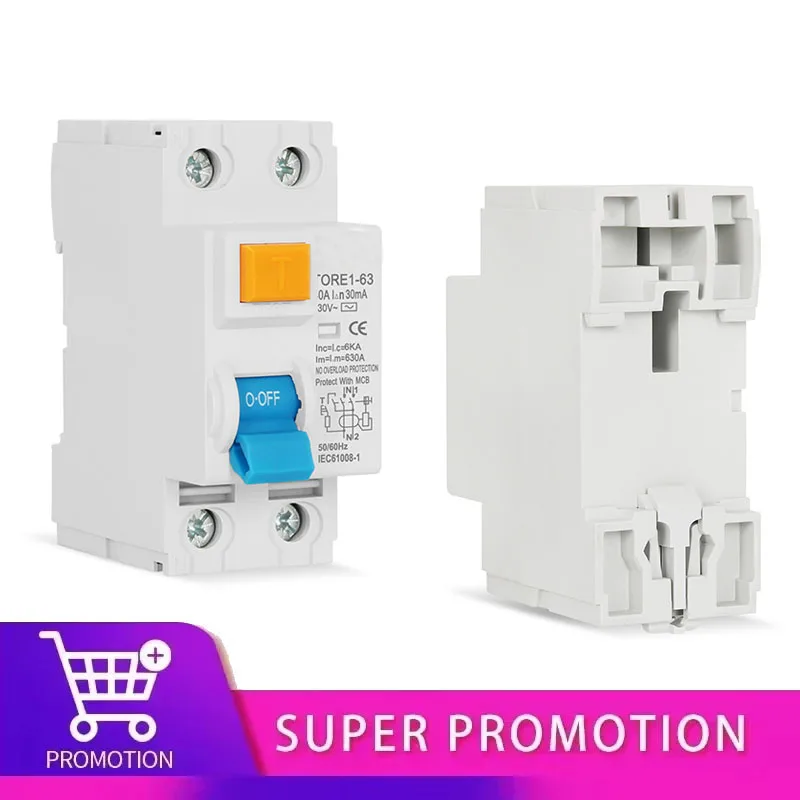 

TONGOU Тип A RCCB RCD 230 В 2P 16A 63A 30mA 6KA Электромеханический автоматический выключатель остаточного тока Дифференциальный выключатель