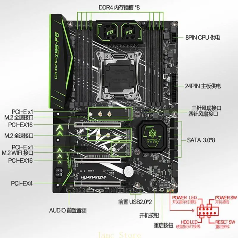 LX0B ComputerMotherboard for In-tel X99 LGA2011-3 All Series DDR4 RECC 128GB for M.2