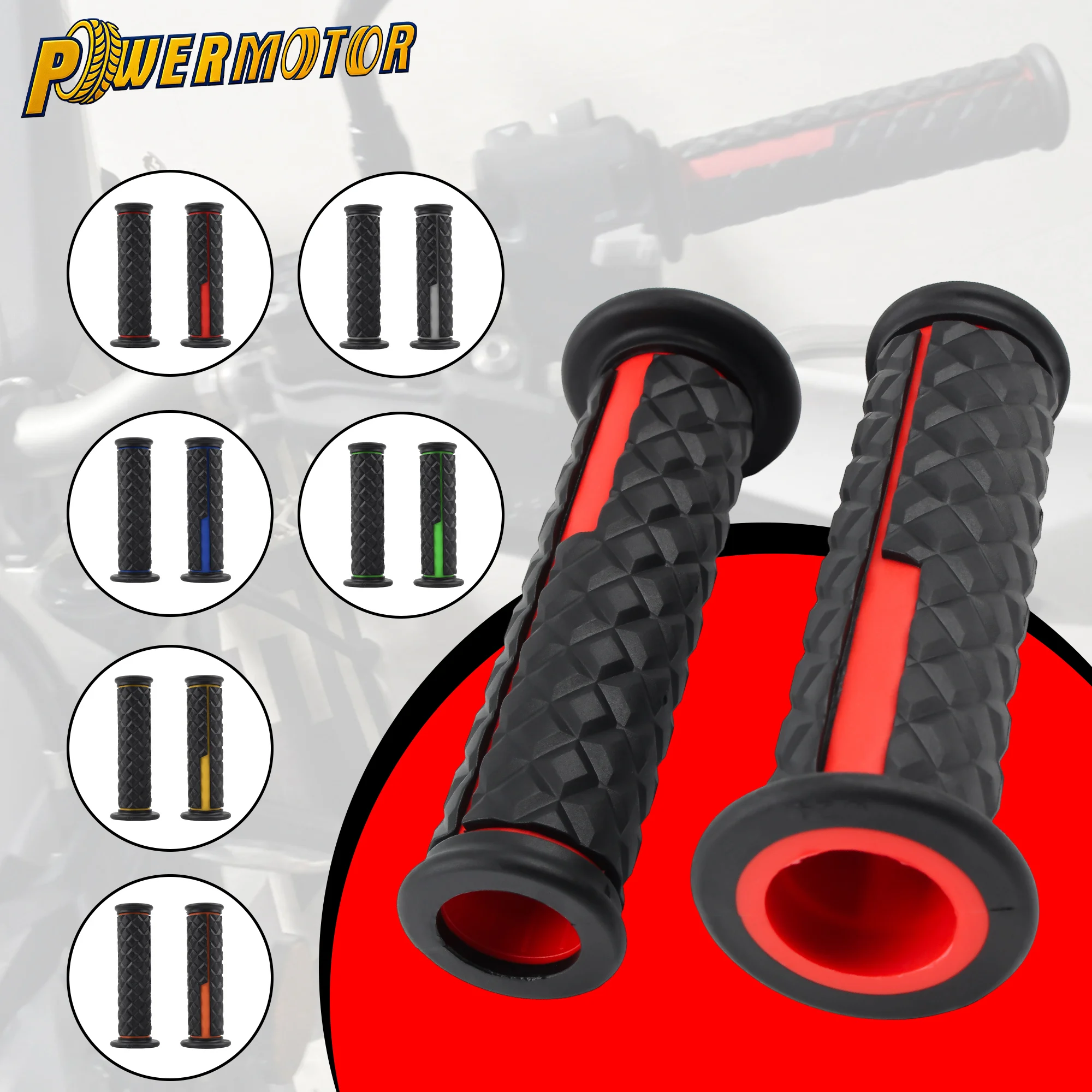 

Motorcycle 7/8 "22 24mm Grips Diamond Anti-slip Rubber Handlebar Handle For KTM YAMAHA Honda Pit Bike Scooter Grip Accessories