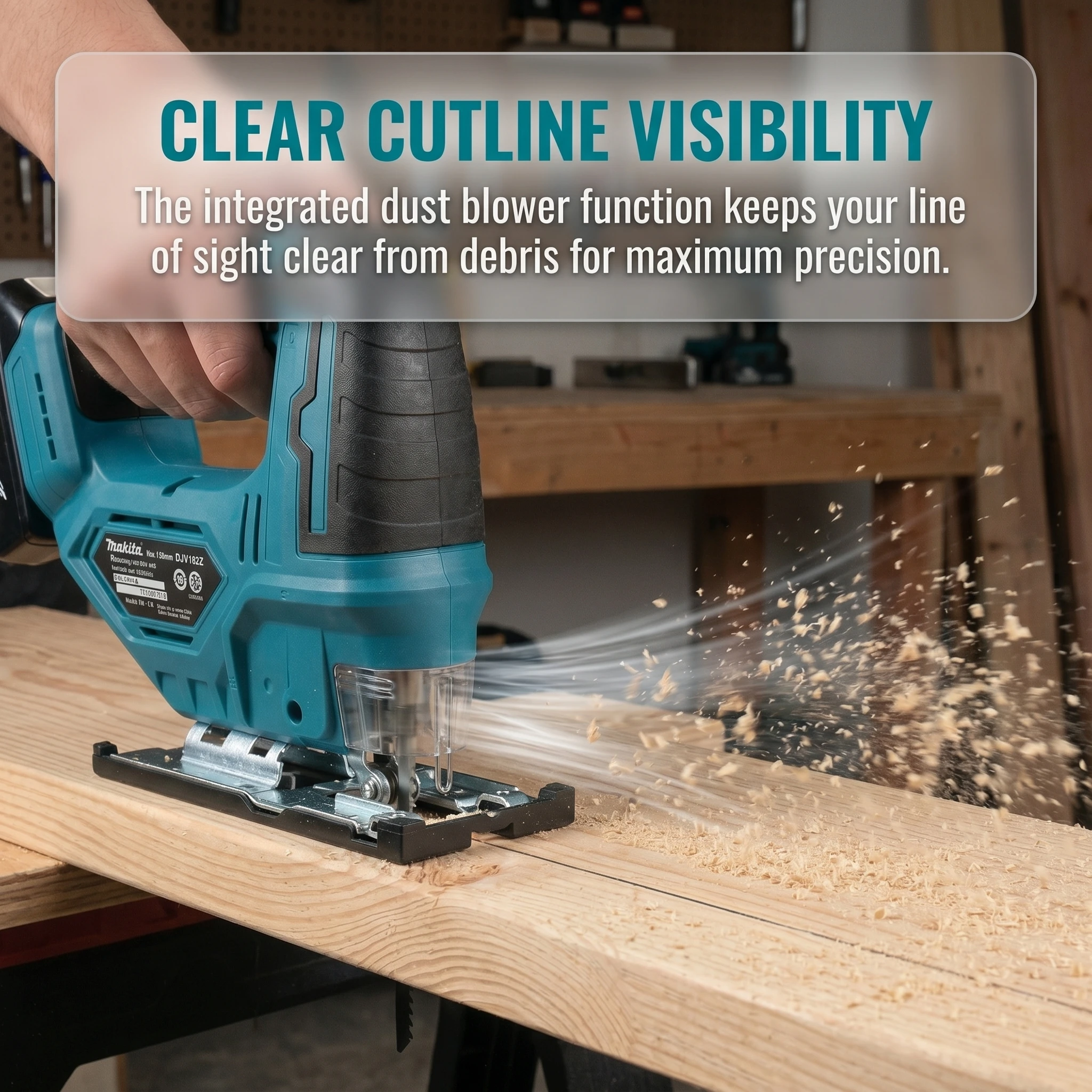 Makita 18V Cordless Jig Saw DJV182 Flexible Bevel Base For Furniture Making Multi-Material DIY Cutting Jobs