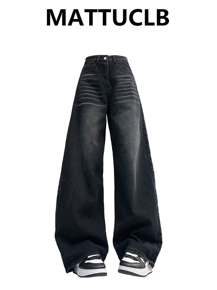 

Summer Women Dark Academia Kpop Abi Tomboy Baggy Black Mom Jean Korean Grunge Japanese Y2K Harajuku Denim Pants 2000s Unisex