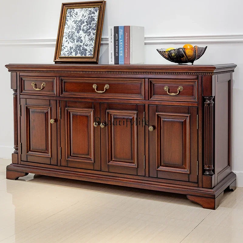 

09 Black Walnut Sideboard Cabinet Living Room Bedroom Multi-Functional Drawer Storage Cabinet